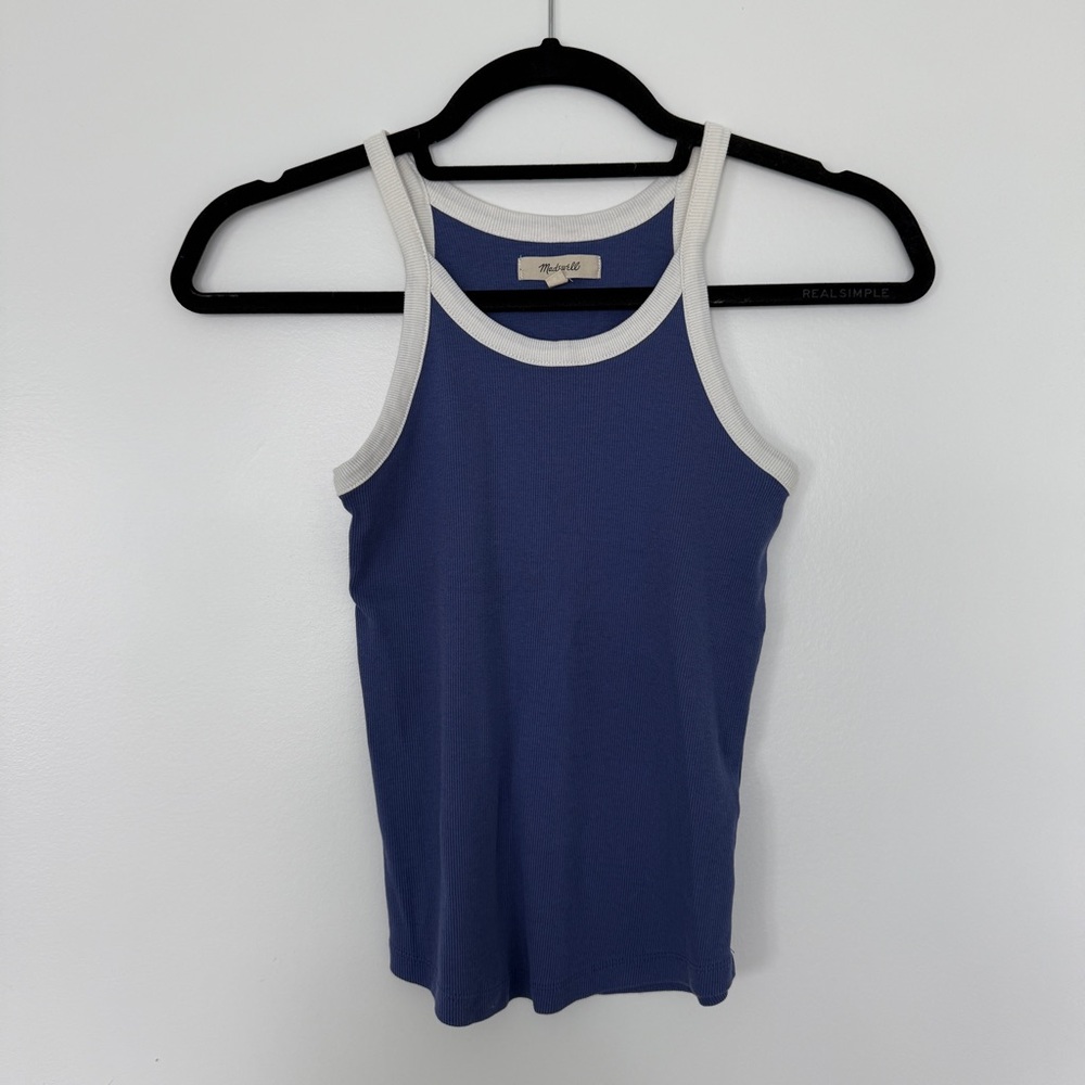 Madewell Blue Tank Top with White Trim